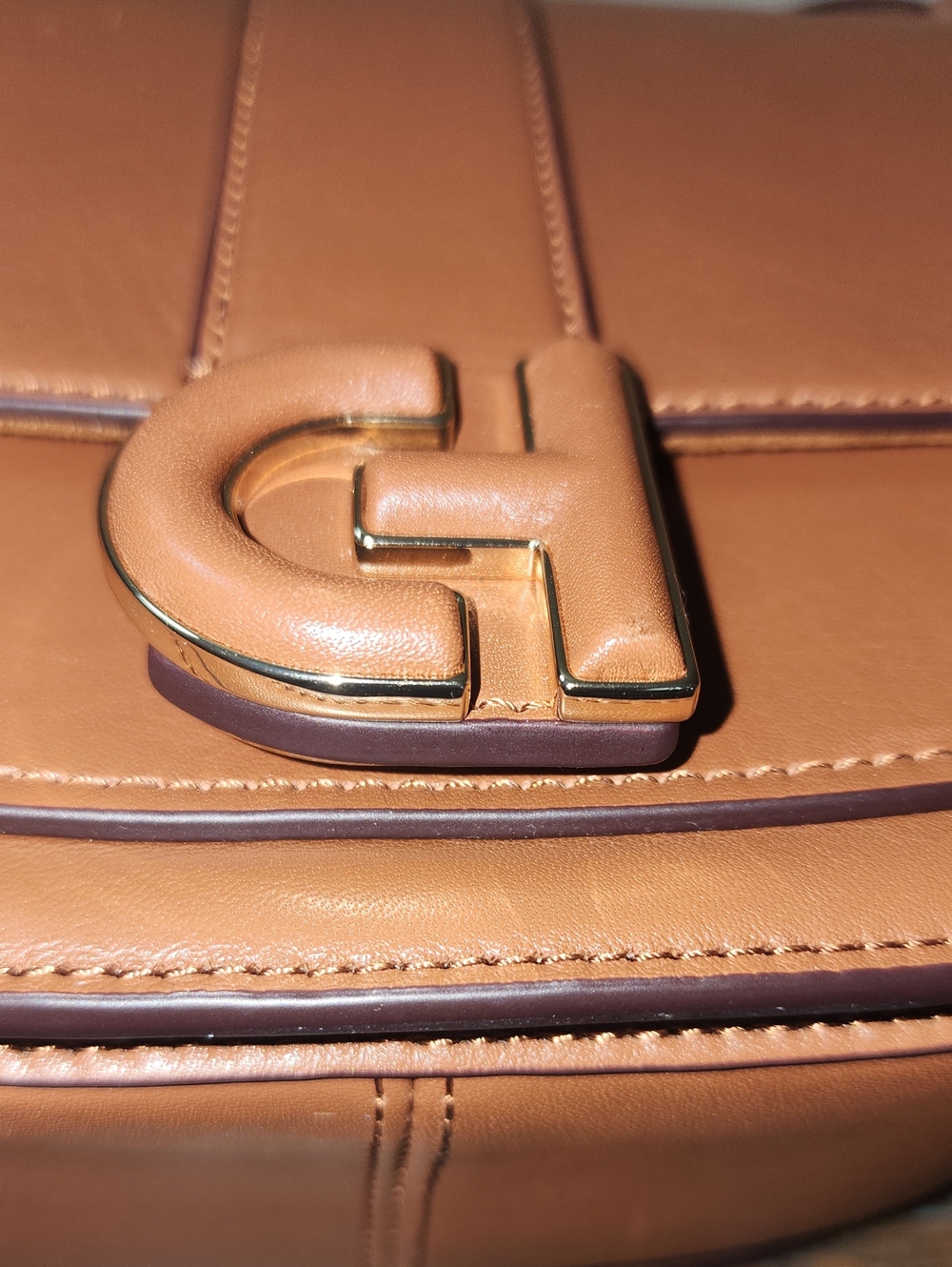 Cole Haan Brown Caramel Leather Signature Crossbody Purse Gold Hardware - Picture 8 of 16
